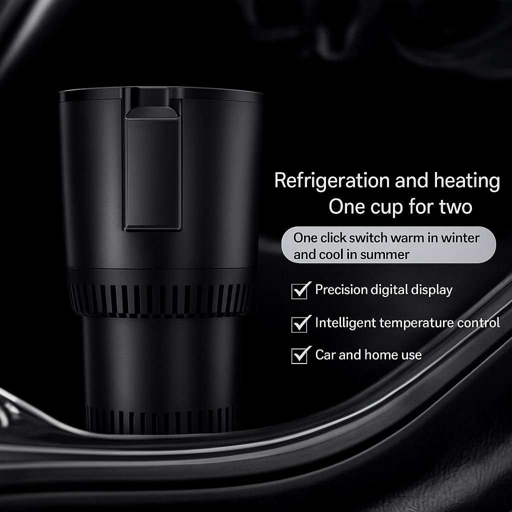 2-in-1 Car Cup Warmer & Cooler with Digital Temperature Display – Smart 12V Hot & Cold Drink Holder
